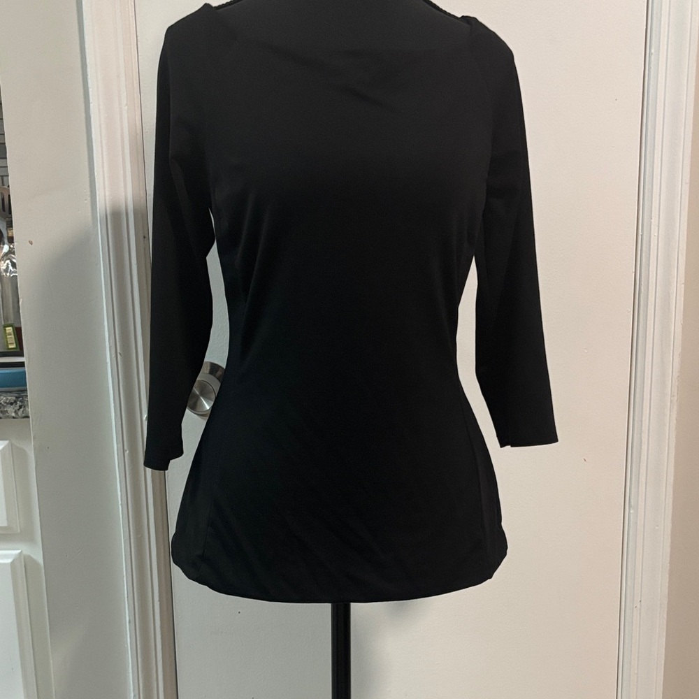 White House Black Market Classic Black Blouse Small